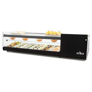 Vitrina refrigerada de tapas 6 bandejas 3 pisos GN1/3 color negro